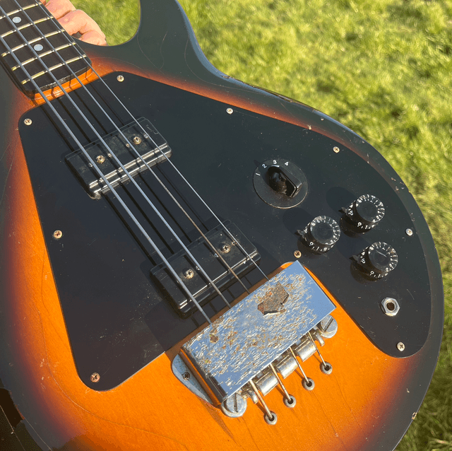 ULTRA RARE 1970's Aria Pro II LB-650 (Gibson L-9S Ripper) SET NECK version (Bill Lawrence Humbuckers / 4 Way Rotary Switch ... Gibson Grabber G-3)