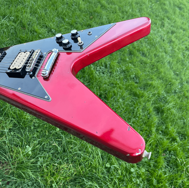 ULTRA RARE 1980's Greco Flying V (Gibson Japan Lawsuit) ... ORDER MADE ... DiMarzio Super Distortion & Red Metallic Finish + ORIGINAL Case