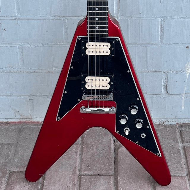 ULTRA RARE 1980's Greco Flying V (Gibson Japan Lawsuit) ... ORDER MADE ... DiMarzio Super Distortion & Red Metallic Finish + ORIGINAL Case