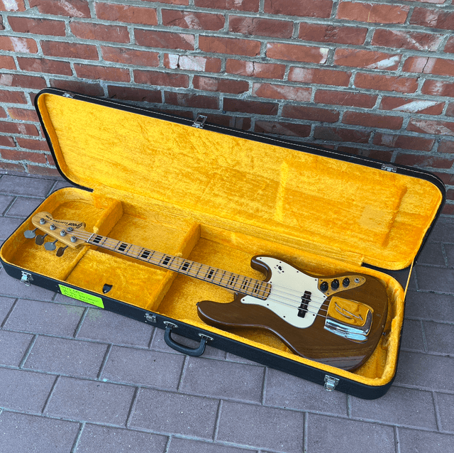 RARE 1975 Greco JB-550 "Power Booster" Walnut (Fender Jazz Bass JAPAN Lawsuit Model)... has 15dB Active Preamp + FLAME MAPLE Fretboard + Original CASE