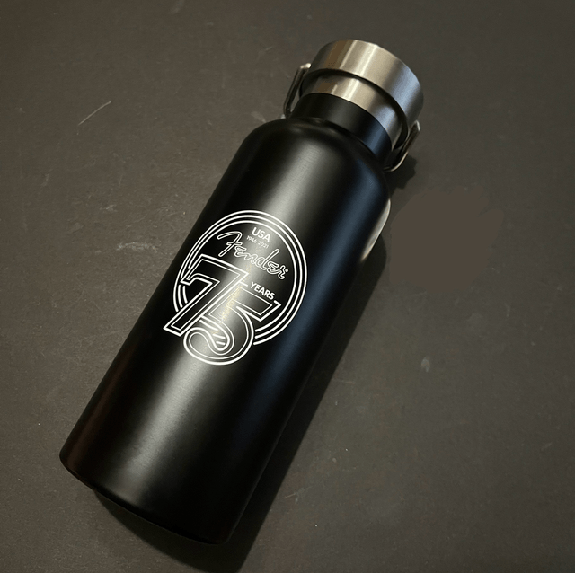 RARE 2021 Fender 75th Anniversary PROMO / DEALER / MEMORABILIA BOX (contains Thermo Bottle / Drinking Flask, Beach Towel, Backpack) Used – Good