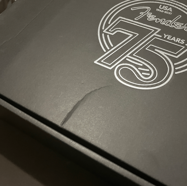 RARE 2021 Fender 75th Anniversary PROMO / DEALER / MEMORABILIA BOX (contains Thermo Bottle / Drinking Flask, Beach Towel, Backpack) Used – Good