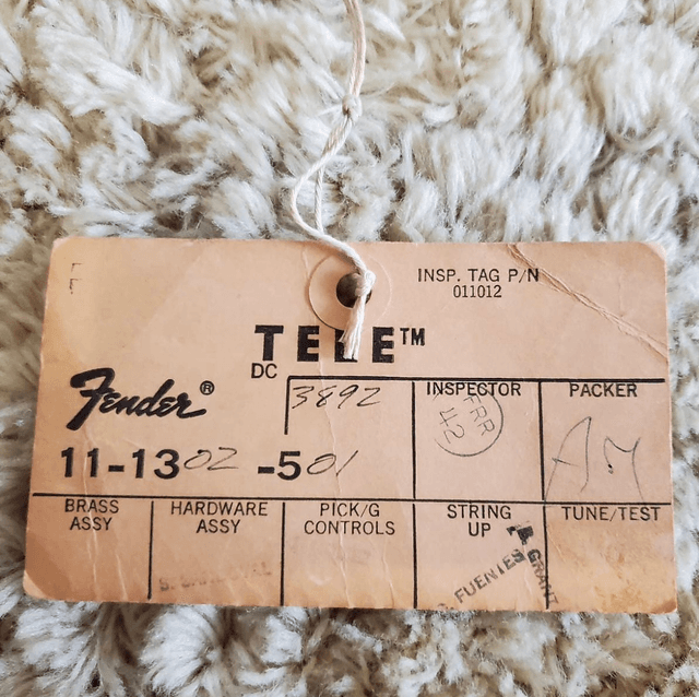 RARE 1970&#039;s NOS Fender Telecaster Inspection Hangtag (Factory Quality Control)
