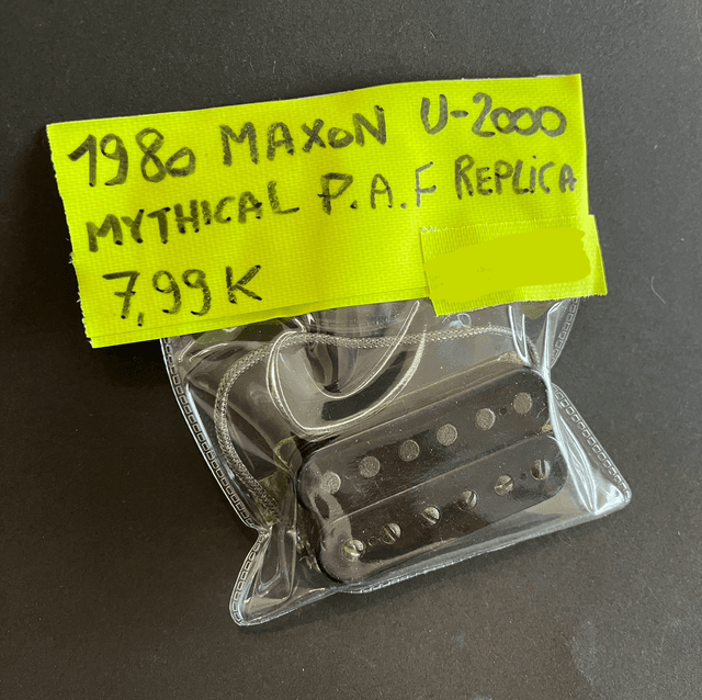 1980 Maxon U2000 Humbucker ... Mythical &#039;59 Burst ... 7.99k PAF Replica Black Bobbin Open Coil (Lawsuit Japan)