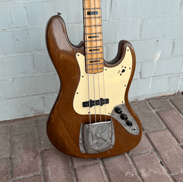 RARE 1975 Greco JB-550 &quot;Power Booster&quot; Walnut (Fender Jazz Bass JAPAN Lawsuit Model)... has 15dB Active Preamp + FLAME MAPLE Fretboard + Original CASE