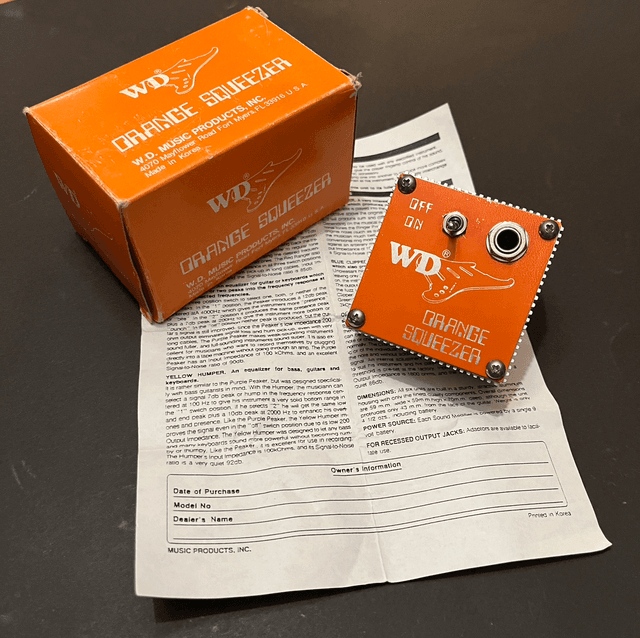 VINTAGE 1980&#039;s WD Music Orange Squeezer (AUTHORIZED 1970&#039;s Dan Armstrong Orange Squeeze Compressor CLONE REISSUE)
